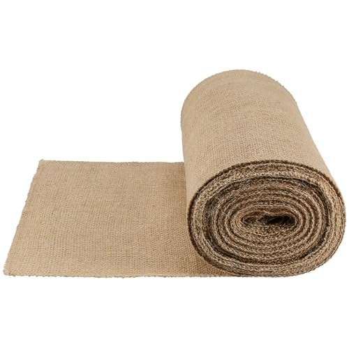 HEIYUET Camino de Mesa de arpillera de 10 m x 30 cm, Camino de Mesa de Yute, Tela de Yute Natural, para Manualidades, Bodas, Fiestas de Granja, decoración rústica