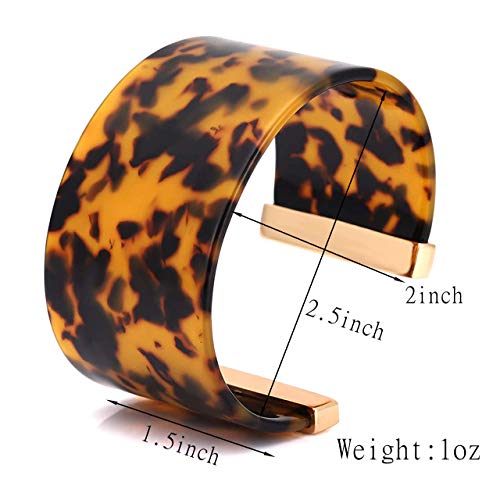 Faerliiry Wide Cuff Bangle Bracelet For Women Acrylic Resin Tortoise Bangle Bracelet Statement Adjustable Bracelet (Tortoiseshell) #TOP2