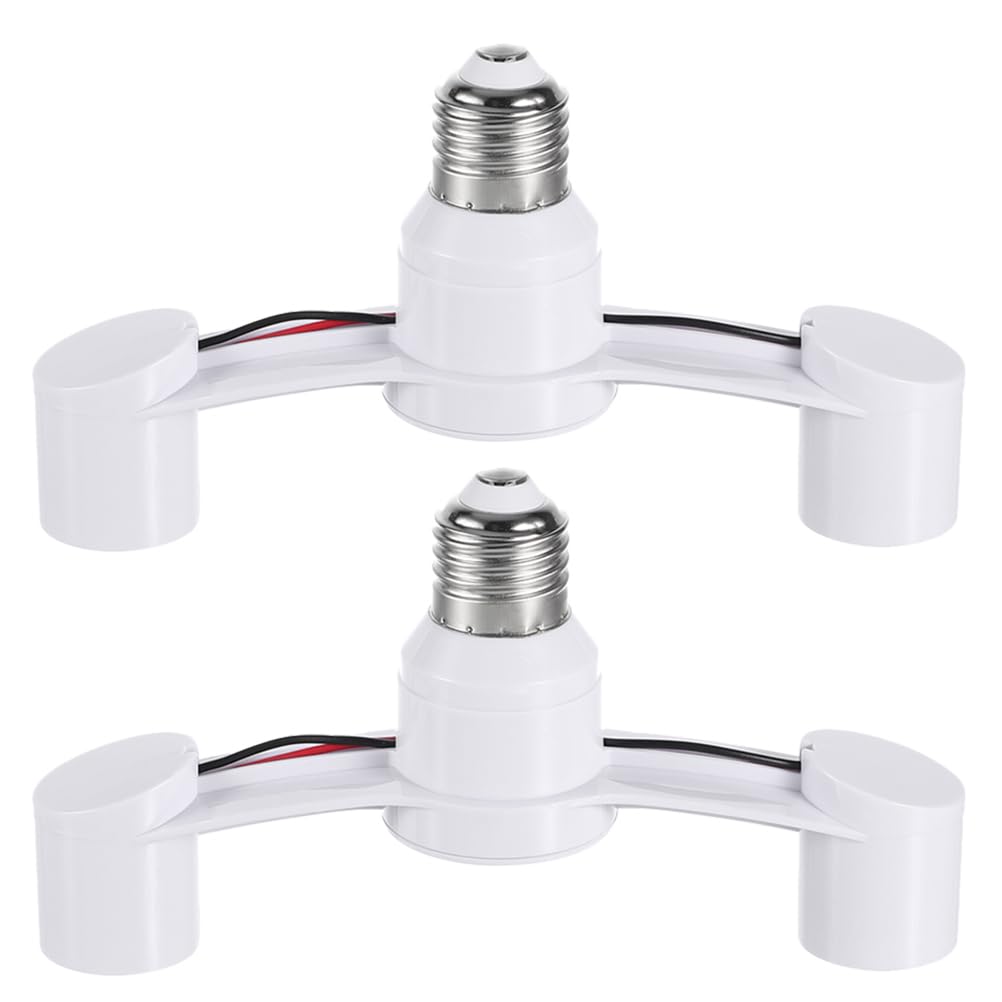Zerodeko E27 Dual Light Socket Adapter 2-Pack E27 Bulb Splitter Outdoor Light Socket Converter for LED Bulbs for Home and Garage