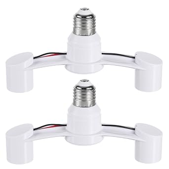 Zerodeko E27 Dual Light Socket Adapter 2-Pack E27 Bulb Splitter Outdoor Light Socket Converter for LED Bulbs for Home and Garage