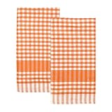 Talking Tables Lot de 2 torchons de cuisine vichy orange en tissu lin à carreaux grands torchons absorbants durables en coton doux à séchage rapide Emballage écologique 45 x 70 cm