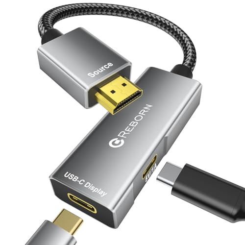 Reborn HDMI to USB C Adapter 4K 60Hz | Uni-Directional HDMI Source to Type-C Display Adapter for AR Glasses XREAL One、Air 2 Pro/VITURE Pro/RayNeo Air 2s/Rokid,PS5,Portable Monitors