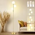 Sucolite 69" 3-Globe Mid Century Floor Lamp for Living Room, Modern Dimmable Tall Standing Lamp with Frosted Glass Shades, Contemporary Gold Pole Lamp for Bedroom Office, 3 LED Bulbs Included