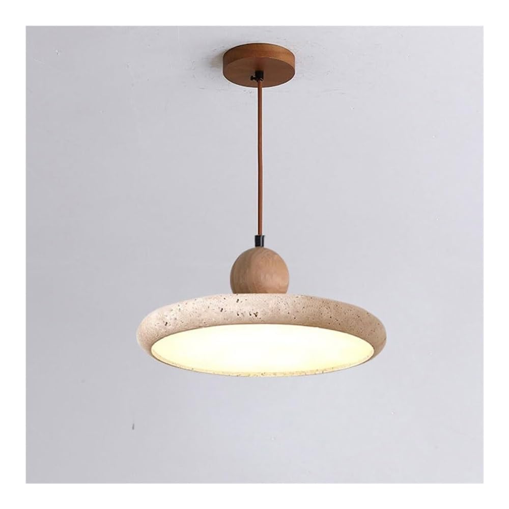 TONFON Natural Stone Decoration Chandelier Adjustable French Travertine Bowl Pendant Light Wabi Sabi Lighting LED Hanging Lamp for Kitchen Island Living Room Bedroom Bedside Dining Room Hallway