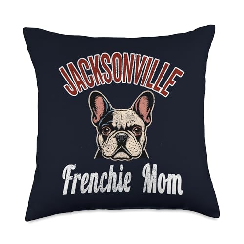 Womens Jacksonville Frenchie Mom French Bulldog FL Dog Lover Throw Pillow