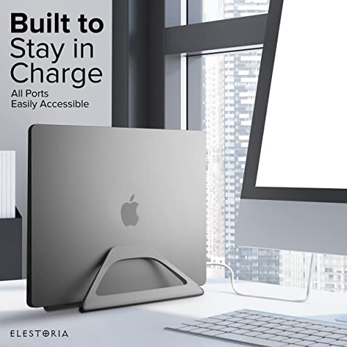 Elestoria Vertical Laptop Stand Holder- Adjustable Laptop Holder Vertical Fits All Macbook, Chromebook & Gaming Laptops - Grey #TOP6