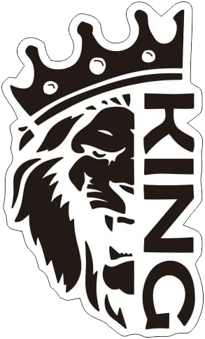 Vista 4 de Calcomanía de león para ventana de coche de vinilo, rey de la corona con símbolo de león, pegatina real para coche, rey de la carretera, calcomanía