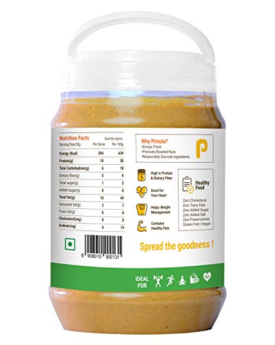 Image of Pintola Organic Peanut Butter (Crunchy) (1kg) + Pintola All Natural Peanut Butter (Crunchy) (2.5 kg) (Unsweetened, Non-GMO, Gluten Free, Vegan)