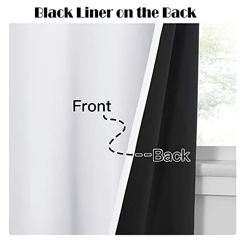 Ryb Home 100% Blackout Curtains 2 Panels, 2-Layer Window Curtains & Drapes For Bedroom, Pure White, W52 X L84 Inch #TOP3