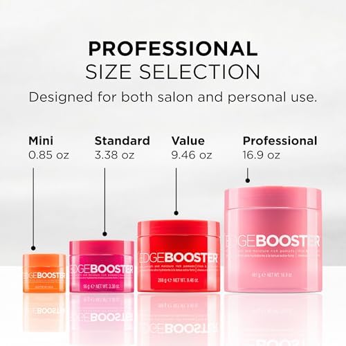 Style Factor Edge Booster Extra Strength & Moisture Rich Pomade | Strong Hold Edge Control Gel for Thick & Coarse Hair | High Shine, Non-Greasy Styling | Pink Sapphire, 3.38 oz - 2