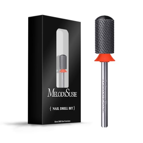 Image of MelodySusie Ceramic Nail Drill Bit, 3 /32'' Smooth Round Top Large Barrel Bits, Suitable for Manicure Pedicure Cuticle Gel Polishing, Beginners Bits, Black, Series Bit-S, Fine
