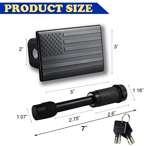 Trailer Hitch Cover Black American Flag Emblem Guard Locking Pin For 2" Inch Tow Rear Receivers Plug Covers Suitable For Trucks Cars Suv #TOP1