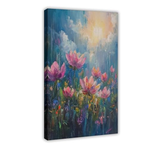 Poster fleur de lotus zen style bohème sur toile de salon 41x61 cm