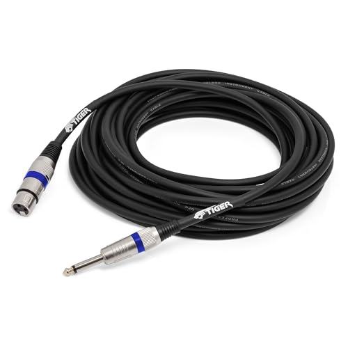 تايجر كيبل ميكروفون MIC6-10 بطول 10 متر/ 30 قدم انثى XLR الى مقبس 6.35 ملم / 1/4 انش - كيبل اداة غير متوازن منخفض الضوضاء مع حلقات ملونة قابلة للتبديل