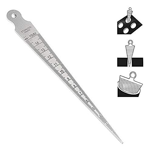 Bestgle Jauge Conique 1-15mm 1/32-5/8 Acier Inoxydable Jauge de Soudage Conique Inch Métrique Palpeur Métrique Trou Mesure Outil