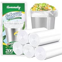 Hommaly 2.6 Gallon 200 pcs Small Clear Trash Bags, Strong 2.5 Gallon Garbage Bags, Bathroom Trash Can Bin Liners Unscented, Mini Plastic Bags for Office, Waste Basket Liner, Fit 6-10 Liters, 2-2.6 Gal