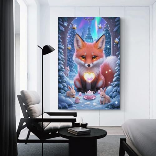 Cuadro de zorro en lienzo para decorar paredes vacias de casa 3