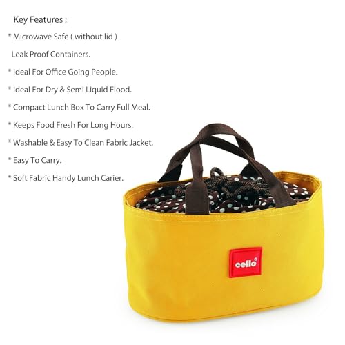 Image of CELLO MF Foodlink Plastic Lunch Box Set, 6 Pieces, Yellow