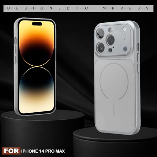 Image of SHINESTAR Premium Luxury Case Compatible with iPhone 14 Pro Max | Protective Back Cover with Camera Lens Safety | Wireless Charging Support | Slim Fit Durable Design | Enhanced Grip Protection -Silver