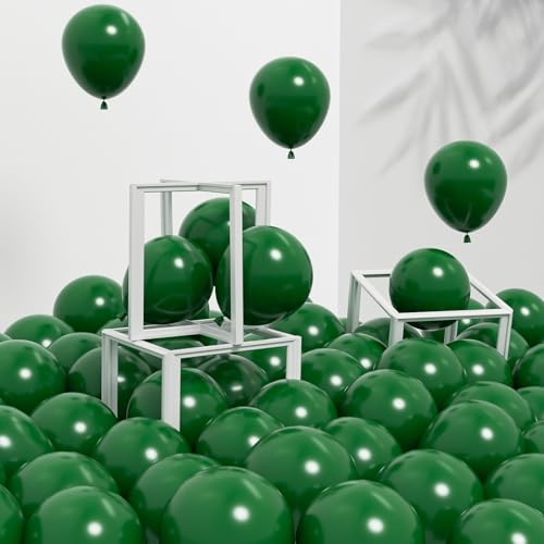 Image of Awenztech 120pcs 5 inch Dark Green Latex Balloons | Tropical, Birthday Party Decorations