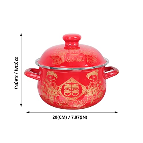 Pote De Sopa De Esmalte Festivo Panela Grande Frigideiras Elétricas Antiaderentes Com Tampa Panelas