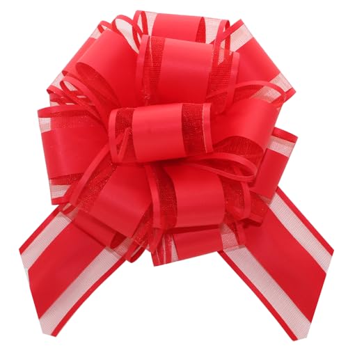 5 Pieces 6 inches Large Pull Bows Bow for Gift Wrapping Basket Decoration Party Birthday Gift Wedding Ribbon Bow Valentines Day Gift Decoration (Red)