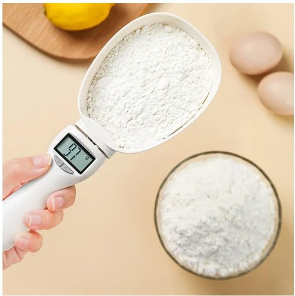 Digital Measuring Spoon Scale With LCD Screen Display And Replaceable Spoons For Dispensing Food And Condiments