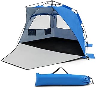 TANGZON 3-4 Person Pop up Beach Tent, Foldable UPF 50+ Beach Sun Shelter with Carry Bag, Outdoor Waterproof & Windproof Sun Shade Tent for Camping, Traveling, Picnic and Hiking