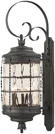 The Great Outdoors 8883-A39 Mallorca Outdoor Wall Mount, 5-Light, 300 Total Watts, 12.5-in H x 41.25-in W, Spanish Iron