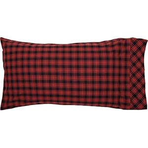 VHC Brands Cumberland Bedding Accessory, King Pillowcase Set 21x40, Red 2 VHC Brands Cumberland Bedding Accessory King Pillowcase Set 21×40 Red 2
