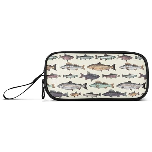 Image of Fisyme Vintage Fish Pencil Case Large Capacity Pen Box Makeup Pouch Holder Organizer Stationery Bag for School Office College Traval Adults