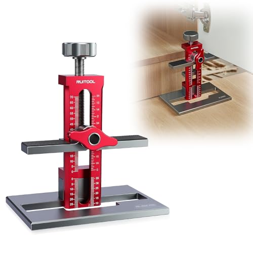 RUITOOL Upgrade 3-in-1 Cabinet Door Mounting Jig with Support Base, Installation Tool for Frameless or Face Frame Cabinet Doors, Adjustable Aluminium Alloy Hardware Jig for Wall and Base Cabinets