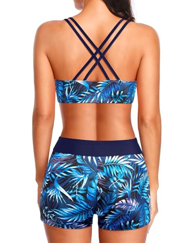Image of Holipick 3 Piece Tankini Swimsuits for Women Tummy Control Bathing Suits Swim Tank Top with Bra Boy Shorts Teen Swimwear 2026