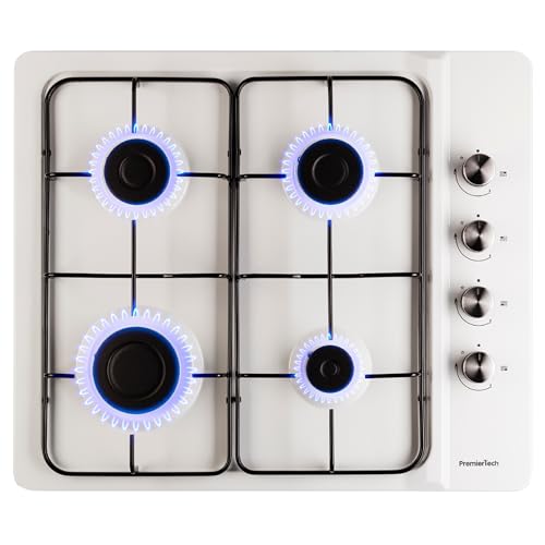 Premiertech Piano Cottura A Gas, 4 Fuochi, 60Cm, Smaltato Bianco, Da Incasso 56X48Cm, Acciaio Inox, Predisposto Metano E Kit Ugelli Gpl Inclusi, P460WH - 3