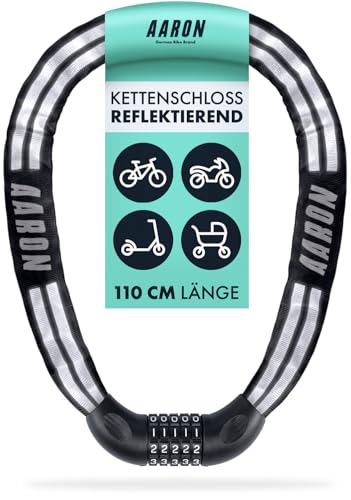 AARON Reflect Fahrradschloss mit 5-stelligem Zahlencode, 110cm...