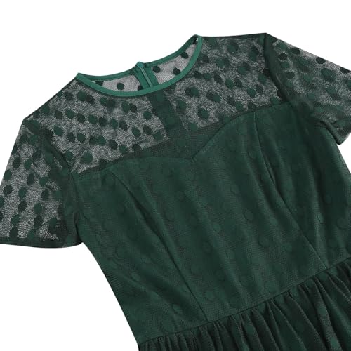 Robe de cocktail femme imprimé pois chic à manches courtes