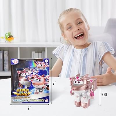 Super Wings Transformable Toys, 5 in Golden Girl Airplane Transforming Figures Toys, 2 in 1 Mode Rescue Bots Action Figure for 3-5 Year Old Boys Girls, Fun Plane Toy for Toddlers Kids Age 3 4 5 6 7