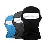SUNLAND Lycra Fabrics Balaclava Motorcycle Cycling Bike Bandana Hiking Skateboard Head Sock 3 Pack Black Blue Dark Grey