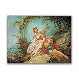  Artistes Jean Honore Fragonard Peinture à l\'huile.Tableau sur toile.Tableaux célèbres Art mural.Reproductions Impression sur toile(Les amants heureux)60x80cm(24x32in)sans cadre