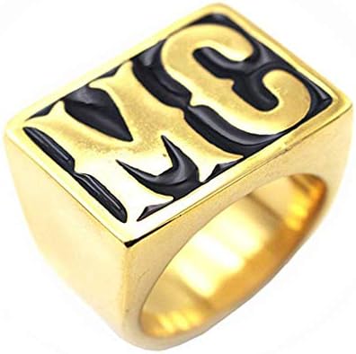 PAURO Stainless Steel MC Initial Biker Rings Size 7-17 Full Size ASR82