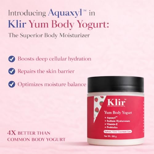 Image of Klir Yum Body Yogurt - Probiotic Strawberry Body Lotion with Aquaxyl, Hyaluronic Acid & Vitamin E(Pack of 2)