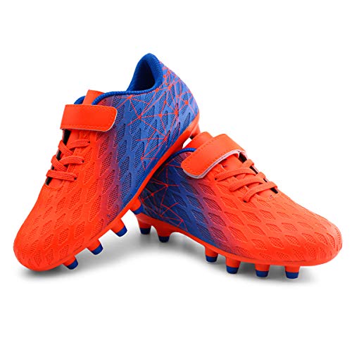 JABASIC 018-Orange-37 Voetbalschoenen voor kinderen, voor vaste ondergrond, lichte sport- en outdoorvoetbalschoenen, oranje, oranje, 37 EU - Image 3