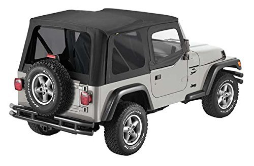 Pavement Ends by Bestop 51197-15 Black Denim Replay Replacement Soft Top Tinted Back Windows w/Upper Door Skins for 1997-2006 Jeep Wrangler