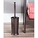 mDesign Toilet Bowl Brush and Holder - Covered Bathroom Toilet Brush - Standing Toilet Bowl Scrubber in Modern Holder - Compact, Space Saving, Deep Cleaning Brush for Toilet - Hyde Collection - Bronze