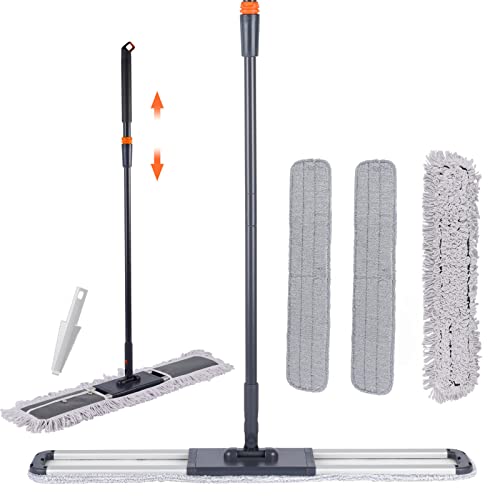 Flat Mop for Cleaning Floors Heavy Duty Microfiber Wet Mop Deep Cleaning for Hardwood, Tile & Laminate, Includes 4 Reusable Washable Pads and Adjustable Long Handle (36 in Mop Set) by Sunki - Used condition - US$29.76
