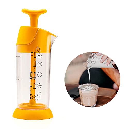Espumador De Leite Pressca amarelo, Leite Cremoso, BPA Free, 200 ml, Mixer, Cremeira.