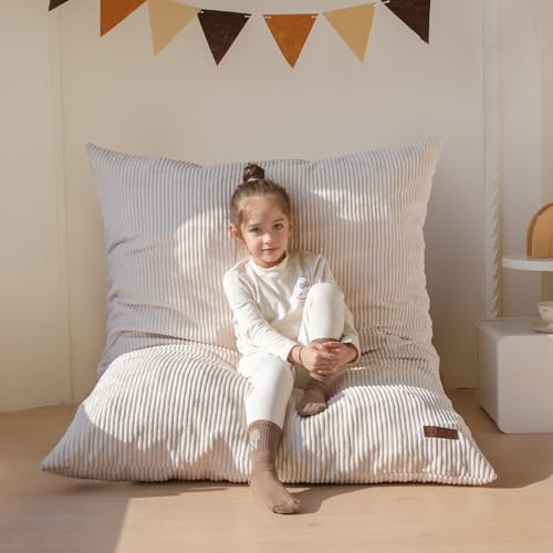 Image of MAXYOYO 3 in 1 Kids Bean Bag Chair Bed, Convertible Chair Folds from Bean Bag to Lounger, Child Floor Sofa for Gaming, Reading, Floor Mattress with High-Density Foam Filling