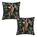 Tebjh Tiger and Peacock Pillow Covers 18x18 in Couch Pillow Case Sets of 2 Modern Decorative Square Throw Pillows for Home Living Room Bedroom Bed Cushion Outdoor