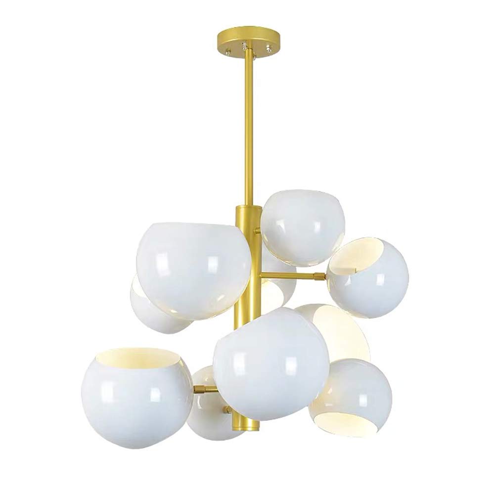 CSXSXAUO Sputnik Chandelier Modern Industrial Iron Pendant Light Metal Paiting Lampshade Mid Century Hanging Lamp Nordic Molecule Ceiling Fixture White 10 Lights Vision