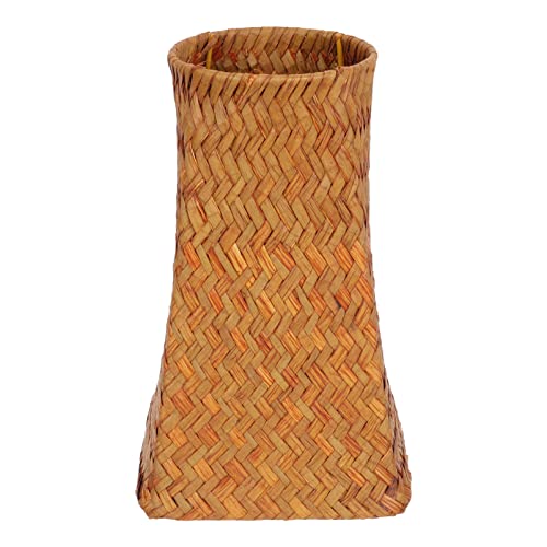 Zerodeko Florero Trenzado Decoración Bohemia Macetas Maceta De Mimbre Decoración De Algas Marinas Pequeño Florero De Escritorio Maceta Rústica Campestre Tejer Pluma De Escritorio